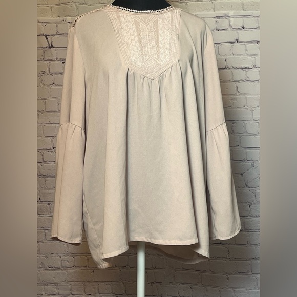 Light mauve Gibson and Latimer blouse, flirty, boho, size L - Picture 1 of 13